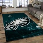 nfl philadelphia eagles football team logo rectangle area rug dark room pe07