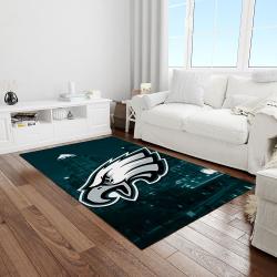 nfl philadelphia eagles football team logo rectangle area rug light room pe07