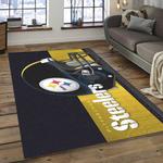 nfl pittsburgh steelers helmet football team logo area rug dark room psf01