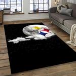 nfl pittsburgh steelers legendary football team logo area rug dark room psf22