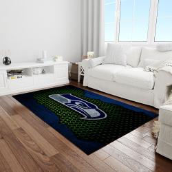 nfl seattle seahawks football team logo rectangle area rug light room ss13