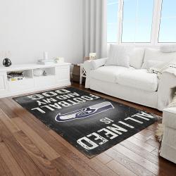 nfl seattle seahawks football team logo rectangle area rug light room ss22