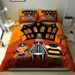 3d black cat disguise on halloween day cotton bed sheets spread comforter duvet cover bedding sets