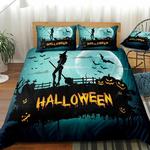 3d blue halloween pumpkin lantern comfortable bedding set home decor d2189896