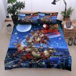 3d christmas reindeer with santa claus bed sheets spread comforter duvet cover bedding sets