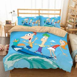 3D Phineas And Ferb Set Bedroom Amazing Room Decor For Disney Fan Bedding Set Duvet Cover Meaningful Gift For Halloween Christmas