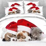 3d dogs wearing christmas hat and cat clh2210003b bedding sets d2221480