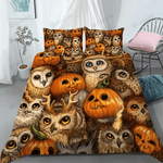 3d halloween owl pumpkin cotton bed sheets spread comforter duvet cover bedding sets d2186085