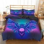 3d owl skull purple and blue bedding set bedroom decor d2126664