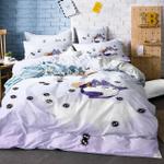 3d printed purplewhite totoro walking black susuwatari duvet cover set with white stars 3pcs anime