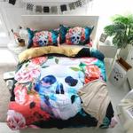3d rose sugar skull in vibrant color bedding set d2113622