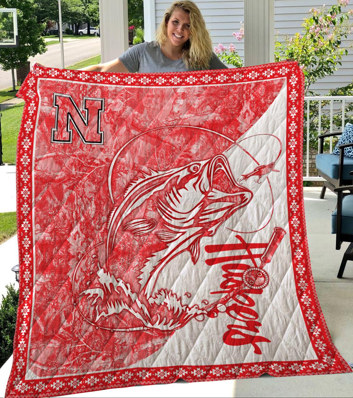 89Fashion Quilt Nebraska Cornhuskers Football Fishing Quilt 89fashion quilt nebraska cornhuskers football fishing quilt d2502966