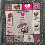 all you need is love and a pug quilt blanket great customized blanket gifts for birthday 0