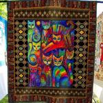ancient paint cat quilt blanket quilt d2416387