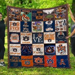 Auburn Tigers Football Quilt Blanket Fan Made