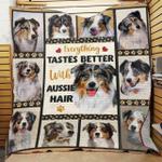 australian shepherd everything tastes better with aussie hair quilt blanket great customized 0