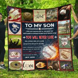 Baseball Son Love Mom Quilt  Quilt