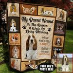 basset hound photo personalized quilt blanket bbb300567ht d2447305