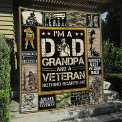 Bc Veteran Dad Grandpa Quilt Blanket