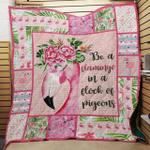 be a flamingo in a flock of pigeons quilt blanket great customized blanket gifts for birthday 2