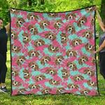 beagle muzzles turquoise paint splashes pink pattern dhcdhc dt1910 quilt blanket d2411845