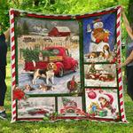 beagle red truck christmas premium quilt home decor quilt d2419692