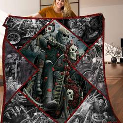 Biker Skull Quilt Blanket C9B270307MI