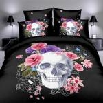 black 3d skull flowers bedding set dhc1501303vt d2241043