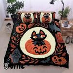 black cat and pumpkins halloween cotton bed sheets spread comforter duvet cover bedding sets