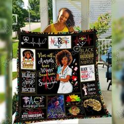 Black Nurse Not All Angels Have Wings Quilt  Maria