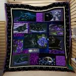 blue violet flower and cat quilt blanket quilt d2417382
