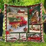 bulldog red truck christmas premium quilt home decor quilt d2419679