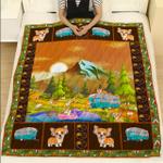 bundle of camping corgi dog lovers quilt blanket d2449003