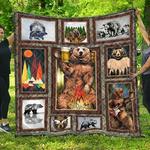 camping bear drinks beer quilt blanket great customized blanket gifts for birthday christmas 0