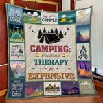camping because therapy is expensive quilt blanket d2418664