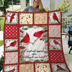 Cardinal Appear When Angels Are Near Quilt Blanket Great Customized Blanket Gifts For Birthday Christmas Thanksgiving