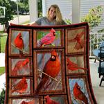 cardinal red cardinal ql quilt blanket christmas christmas gifts merry christmas holiday gifts 0