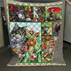 Cat Cat And Beautiful Garden Quilt Blanket Dhc31121782Td