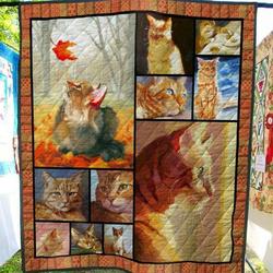 Cat Oil Painting In The Autumn Quilt Blanket  Quilt