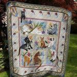 cat play with flower quilt blanket quilt d2416235
