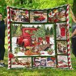 cat red truck christmas premium quilt home decor quilt d2420043