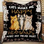cats make me haapy quilt blanket great customized blanket gifts for birthday christmas 0