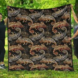 Chameleon Lizard Tropical Leaves Palm Tree DHCDHC DT1910 Quilt Blanket