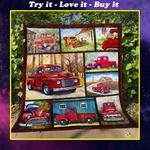 christmas time red pickup truck all over print quilt maria d2420972