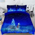 christmas tree and snowman blue snowy night 3d clh2210098b bedding sets d2238828