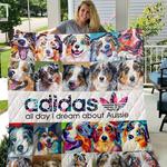 colorful adidas australian shepherd all day i dream about aussie quilt blanket great customized 0