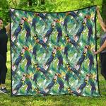colorful parrot exotic flower leaves dhcdhc dt1910 quilt blanket d2412247