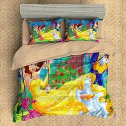 Customize Beauty And The Beast 3Pcs 3Det Flatheet Pillowcases Amazing Disney Room Decor Duvet Cover Bedding Set Meaningful Gift For Kids Friend Family Member Holiday Gift