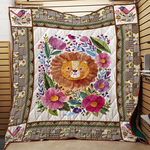 cute lion with flower quilt blanket great customized gifts for birthday christmas thanksgiving 0