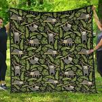cute sloths tropical palm leaves black background dhcdhc dt1910 quilt blanket d2412136